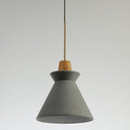 1 Head Dining Room Hanging Light Minimalist Wood Pendant with Conical Cement Shade