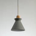 1 Head Dining Room Hanging Light Minimalist Wood Pendant with Conical Cement Shade