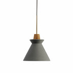 1 Head Dining Room Hanging Light Minimalist Wood Pendant with Conical Cement Shade