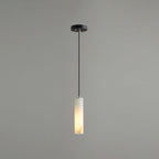 Tubular Bedroom Pendulum Light Marble Minimalistic Hanging Ceiling Light in White