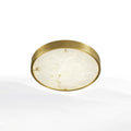 Postmodern Round LED Ceiling Light Marble Bedroom Flush Mount Light Fixture in Brass