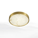 Postmodern Round LED Ceiling Light Marble Bedroom Flush Mount Light Fixture in Brass