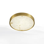 Postmodern Round LED Ceiling Light Marble Bedroom Flush Mount Light Fixture in Brass