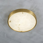 Postmodern Round LED Ceiling Light Marble Bedroom Flush Mount Light Fixture in Brass