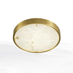 Postmodern Round LED Ceiling Light Marble Bedroom Flush Mount Light Fixture in Brass