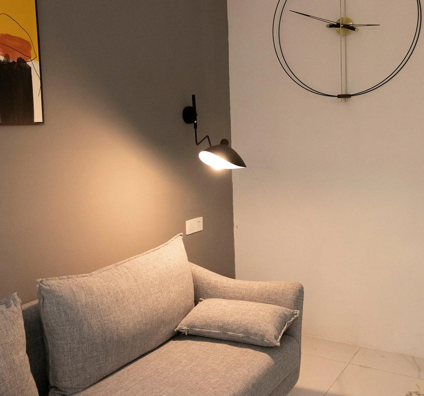 Designer wall lamp with double arm – adjustable wall light for living room, office, or bedroom