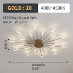 Wesley Flush-Mount Ceiling Light Fireworks, Black/Gold