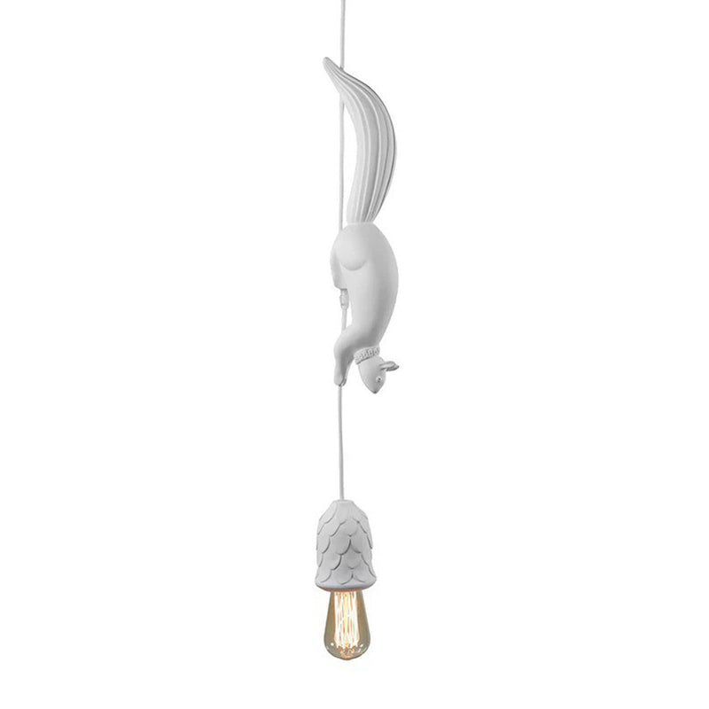 Squirrel and Pinecone Dining Room Pendant Lamp Resin 1 Head Decorative Hanging Light Fixture