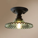 Glass Radial Mini Ceiling Lighting Vintage 1-Light Balcony Semi Flush Mount Light