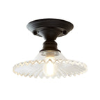 Glass Radial Mini Ceiling Lighting Vintage 1-Light Balcony Semi Flush Mount Light