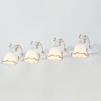 Floral Bathroom Vanity Wall Light Fixture Vintage Style Opal Glass Wall Sconce Lighting