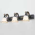 Floral Bathroom Vanity Wall Light Fixture Vintage Style Opal Glass Wall Sconce Lighting