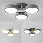 Metal Drum Semi Flush Mount Light Living Room 3 Heads Macaron Loft Ceiling Lamp