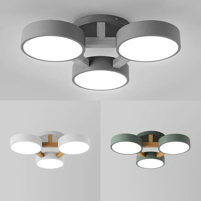 Metal Drum Semi Flush Mount Light Living Room 3 Heads Macaron Loft Ceiling Lamp