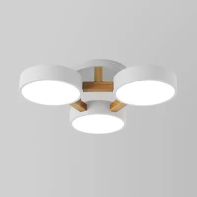 Metal Drum Semi Flush Mount Light Living Room 3 Heads Macaron Loft Ceiling Lamp