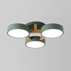 Metal Drum Semi Flush Mount Light Living Room 3 Heads Macaron Loft Ceiling Lamp