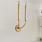 1/2 Bulbs Tube Wall Lamp Tradition Metal Sconce Light Fixture in Black/Brass for Dining Room