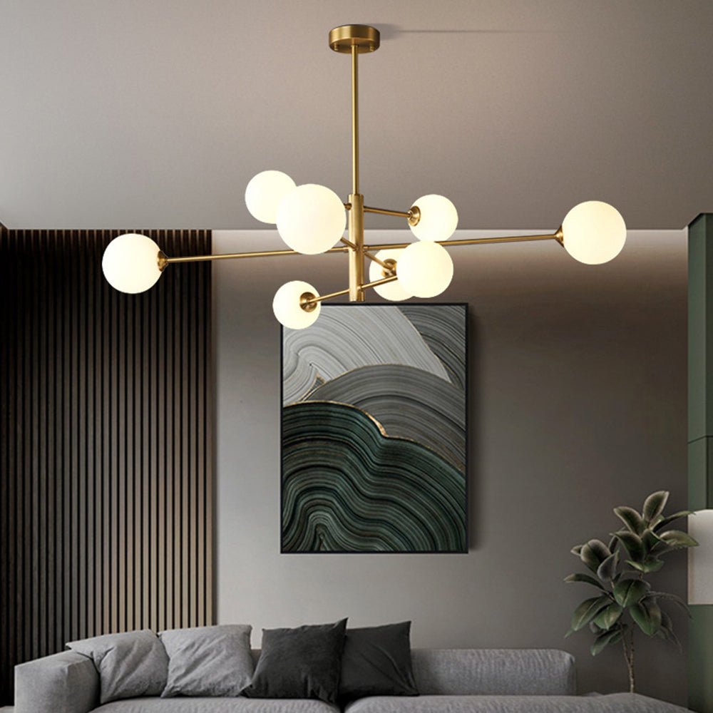 Truva Modern Bubble Chandelier. Copper/Glass. Black/Copper. Living Room