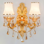 Victorian Candle Wall Sconce Lighting Metal Wall Mount Light with Shade and Crystal Decor