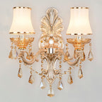 Victorian Candle Wall Sconce Lighting Metal Wall Mount Light with Shade and Crystal Decor
