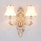 Victorian Candle Wall Sconce Lighting Metal Wall Mount Light with Shade and Crystal Decor