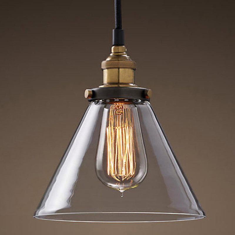 1-Light Geometric Pendant Lamp Industrial Glass Suspension Lighting for Dining Room