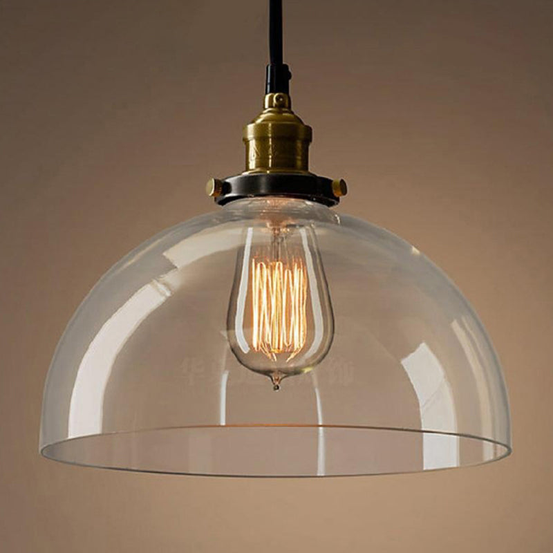 1-Light Geometric Pendant Lamp Industrial Glass Suspension Lighting for Dining Room