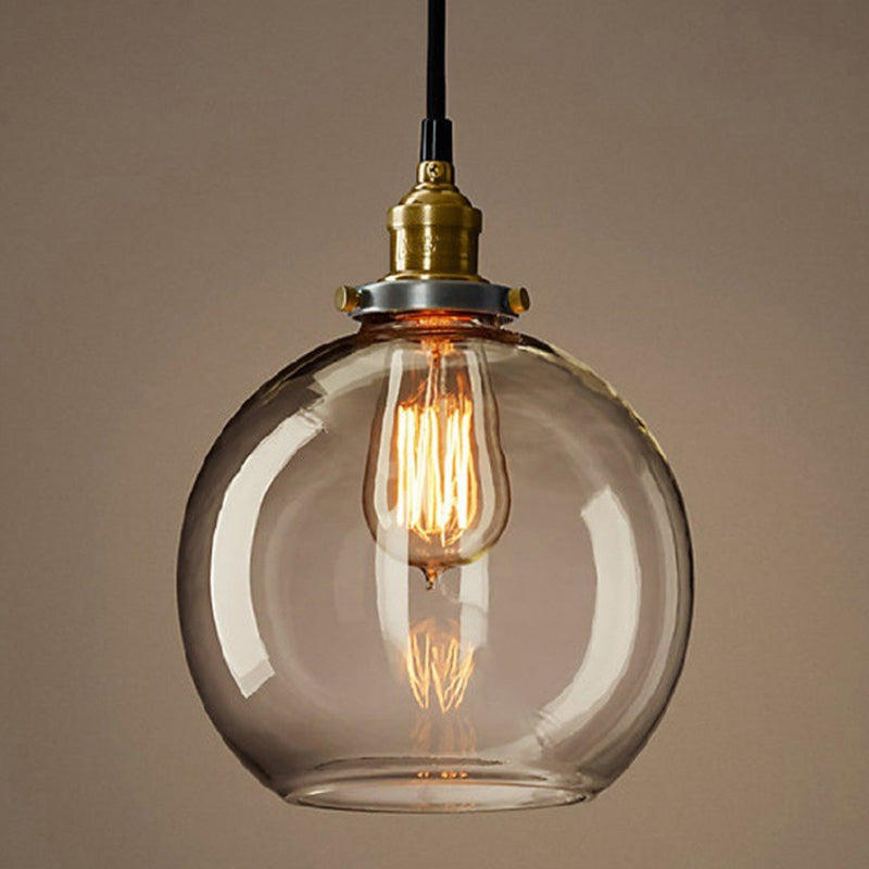 1-Light Geometric Pendant Lamp Industrial Glass Suspension Lighting for Dining Room