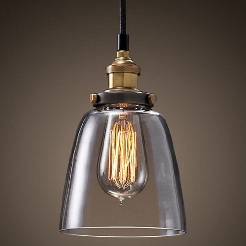 1-Light Geometric Pendant Lamp Industrial Glass Suspension Lighting for Dining Room