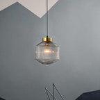 Drum Pendant Light Modernism Clear/Amber/Smoke Grey Prismatic Glass 1 Light Ceiling Suspension Lamp