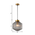 Drum Pendant Light Modernism Clear/Amber/Smoke Grey Prismatic Glass 1 Light Ceiling Suspension Lamp