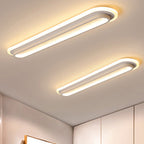 Oval Flush Ceiling Light Contemporary Metal LED Black/White Ceiling Light with Acrylic Diffuser in White/Warm Light, 19"/23"/31" Wide