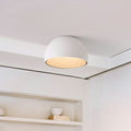 Minimalist Dome Flush Mount Lamp Metal Corridor LED Ceiling Flush Light with Wood Grain Inner