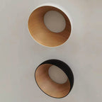 Minimalist Dome Flush Mount Lamp Metal Corridor LED Ceiling Flush Light with Wood Grain Inner