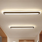 Oval Flush Ceiling Light Contemporary Metal LED Black/White Ceiling Light with Acrylic Diffuser in White/Warm Light, 19"/23"/31" Wide