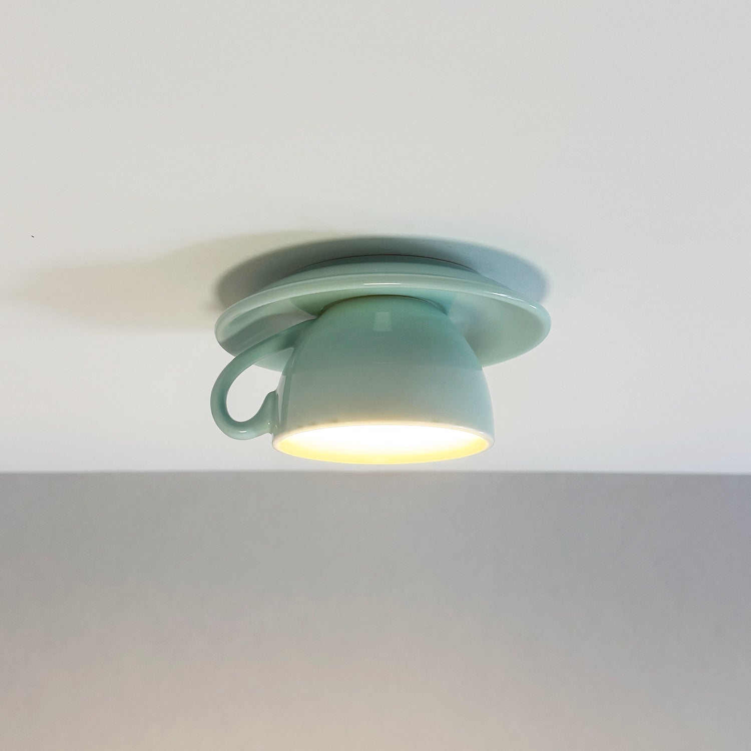 Teyo Modern Ceramic Coffee Cup Ceiling Light Blue/Pink/Yellow
