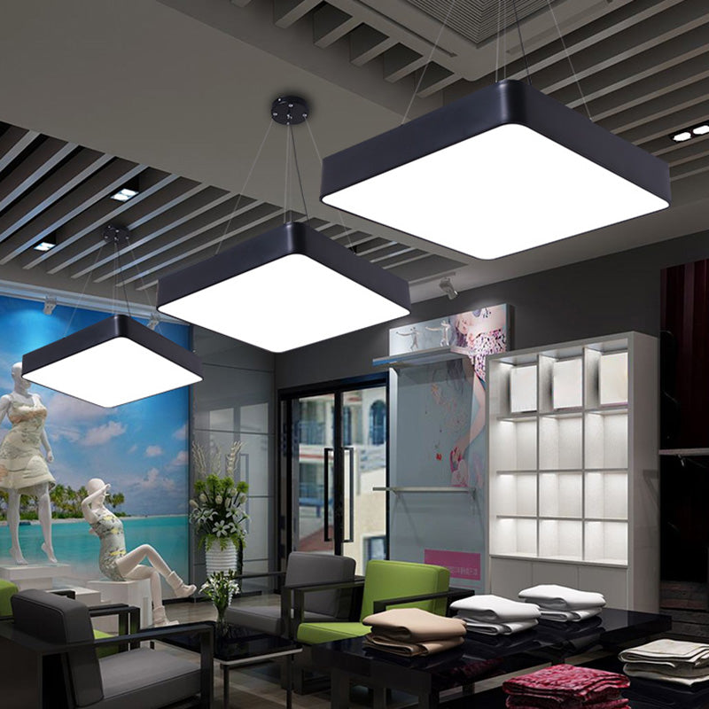Square Office Hanging Light Metal Nordic LED Commercial Pendant Lighting with Diffuser