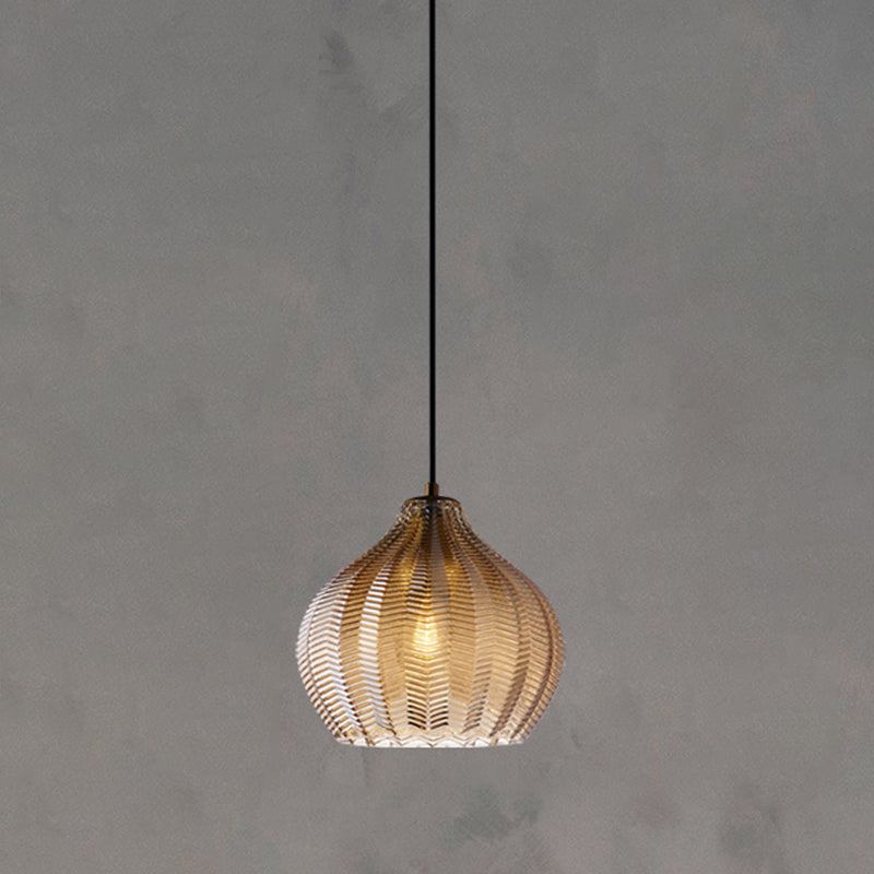 Wavy Glass Shaded Hanging Lamp Nordic Style Single Pendant Ceiling Light for Dining Room
