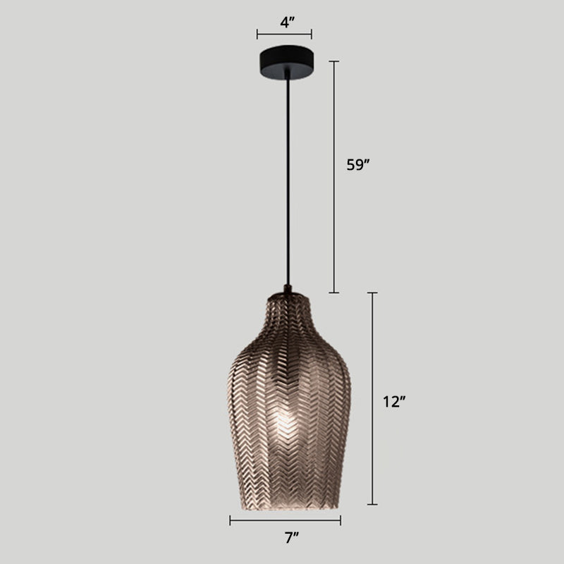 Wavy Glass Shaded Hanging Lamp Nordic Style Single Pendant Ceiling Light for Dining Room