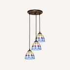 Tapered Stained Glass Cluster Pendant Light Tiffany 3 Lights Suspension Lighting Fixture