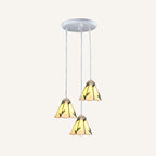 Tapered Stained Glass Cluster Pendant Light Tiffany 3 Lights Suspension Lighting Fixture