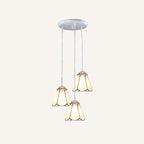 Tapered Stained Glass Cluster Pendant Light Tiffany 3 Lights Suspension Lighting Fixture