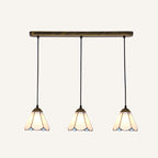 Tapered Stained Glass Cluster Pendant Light Tiffany 3 Lights Suspension Lighting Fixture