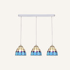 Tapered Stained Glass Cluster Pendant Light Tiffany 3 Lights Suspension Lighting Fixture