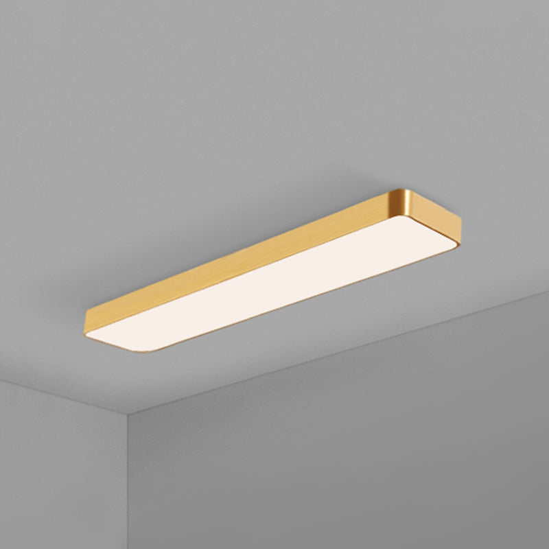 Gold Finish Rectangle Ceiling Lamp Simple Style Metal LED Flush Mount Light for Office