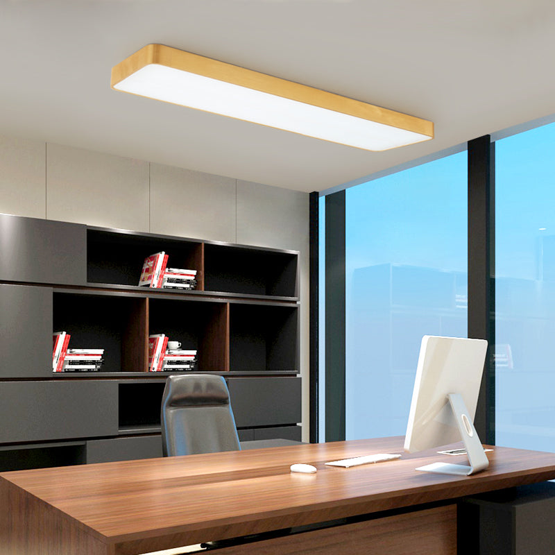 Gold Finish Rectangle Ceiling Lamp Simple Style Metal LED Flush Mount Light for Office