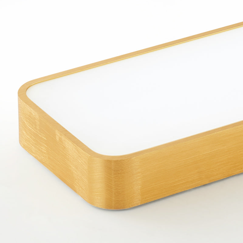 Gold Finish Rectangle Ceiling Lamp Simple Style Metal LED Flush Mount Light for Office