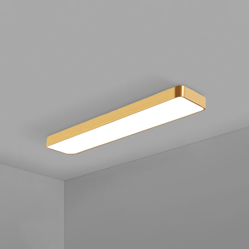 Gold Finish Rectangle Ceiling Lamp Simple Style Metal LED Flush Mount Light for Office
