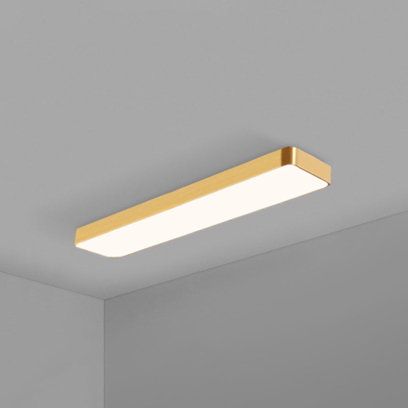 Gold Finish Rectangle Ceiling Lamp Simple Style Metal LED Flush Mount Light for Office