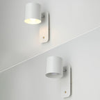 Swivelable Cylinder Reading Lamp Nordic Metal Single-Bulb Wall Light with Power Button